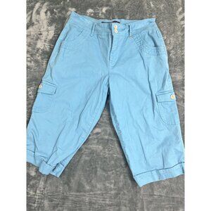 Gloria Vanderbilt Womens Blue Skimmer Capri Pants Size 8 Cotton Blend Cargo